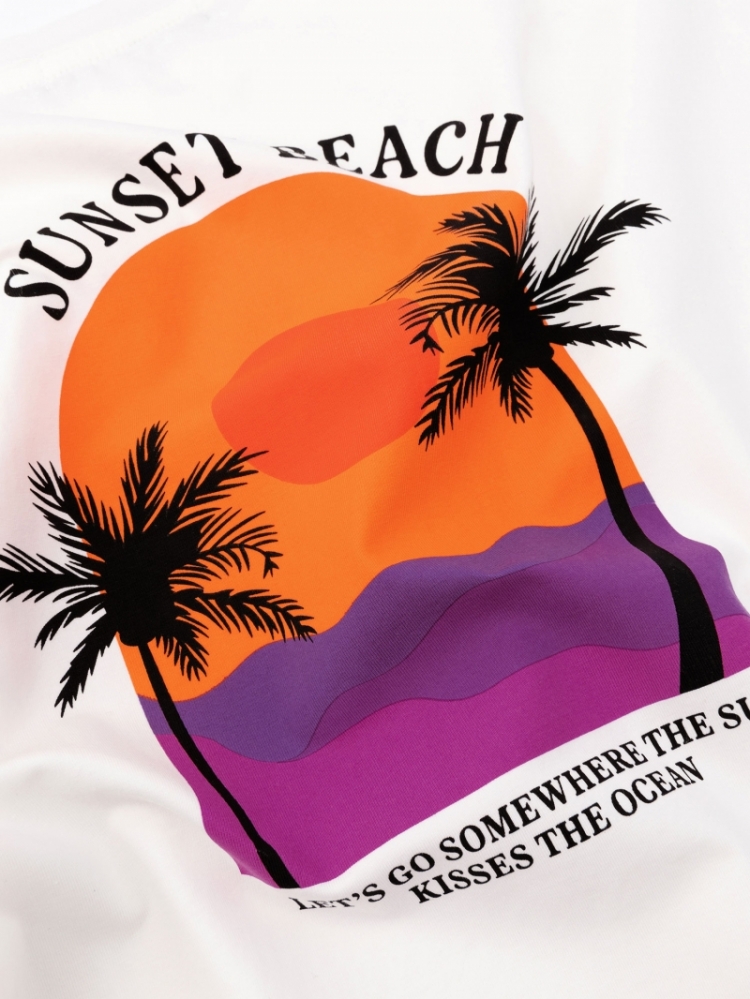 T-shirt sunset beach white 001
