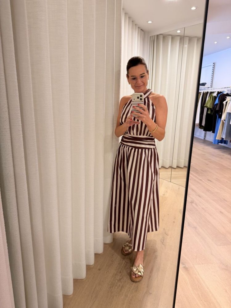 Striped long dress bordeaux