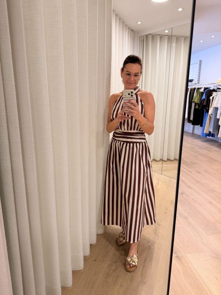 Striped long dress bordeaux
