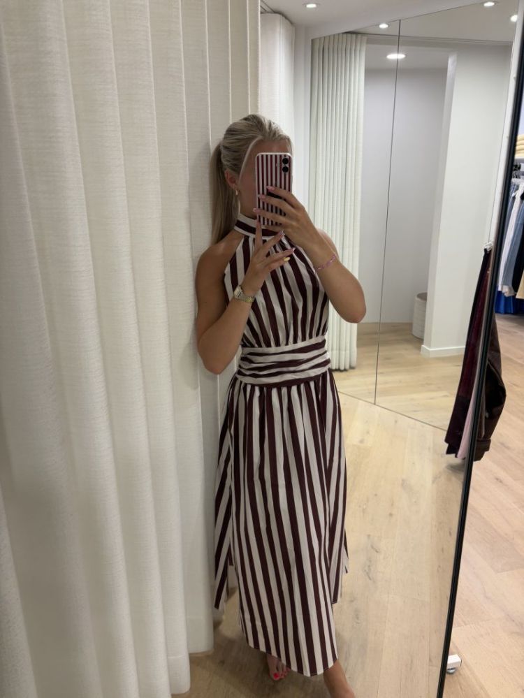 Striped long dress bordeaux