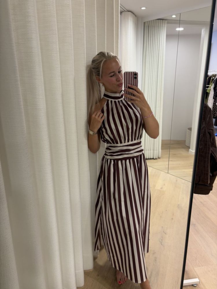 Striped long dress bordeaux