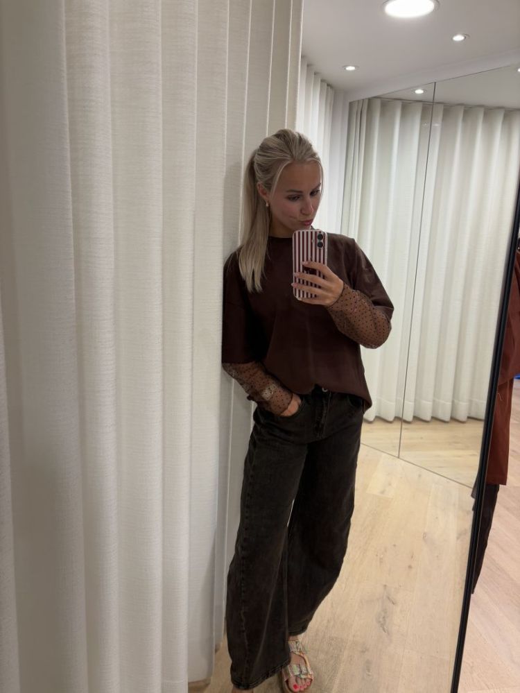 Polka sleeve shirt Bruin