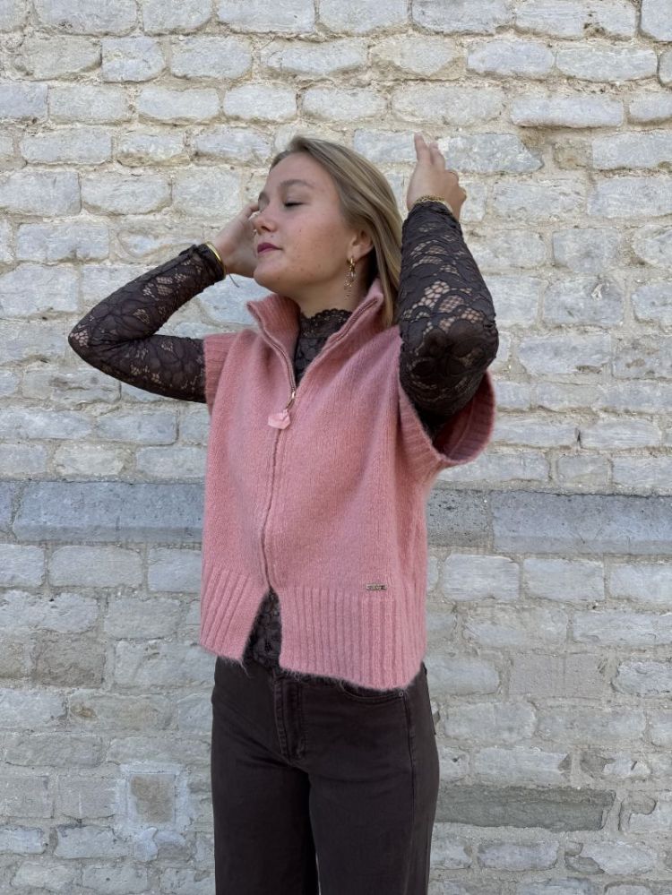 Lacey longsleeve lace top chocolate brown