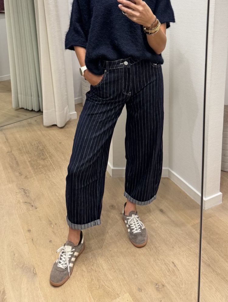 Striped barrel jeans blauw